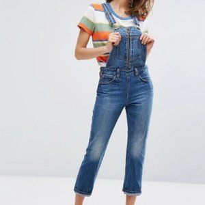 Levis Womens Orange Tab Zip Front Vintage Denim Jumper Jeans Overalls Sz W26"